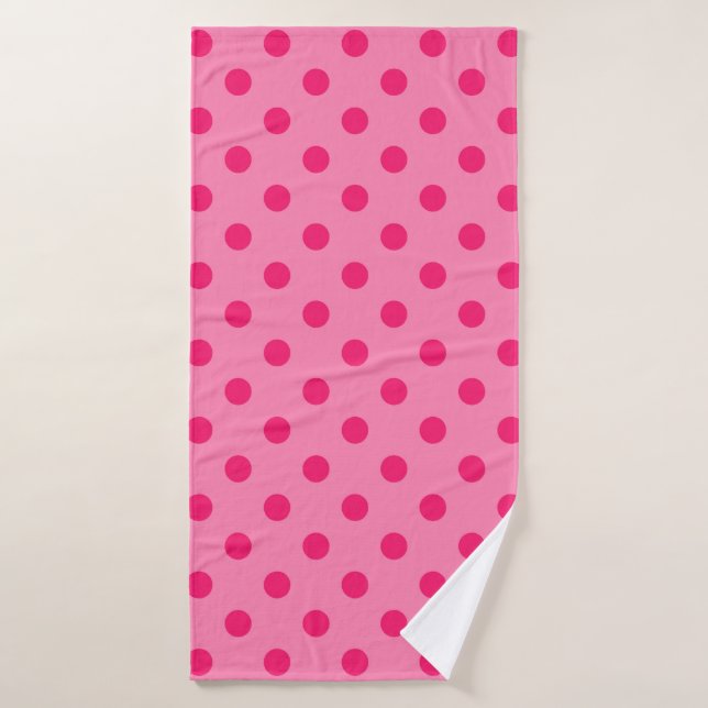 Hot Pink auf rosa Polka Dots Design Badehandtuch (Badehandtuch)
