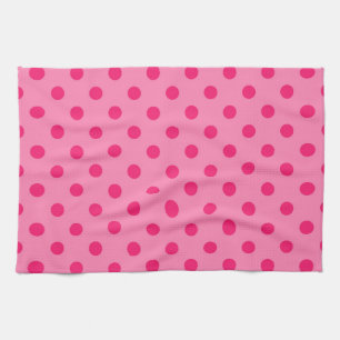Hot Pink auf rosa Polka Dots Design Geschirrtuch