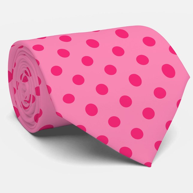 Hot Pink auf rosa Polka Dots Design Krawatte (Von Creator hochgeladen)