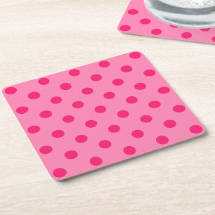Hot Pink auf rosa Polka Dots Design Rechteckiger Pappuntersetzer