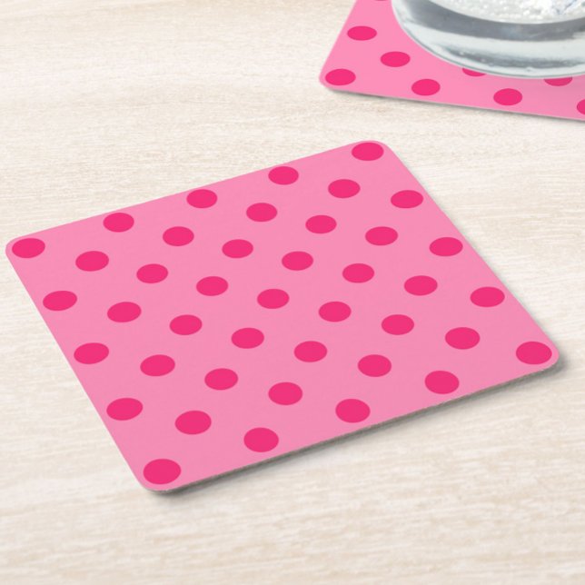 Hot Pink auf rosa Polka Dots Design Rechteckiger Pappuntersetzer (Von Creator hochgeladen)