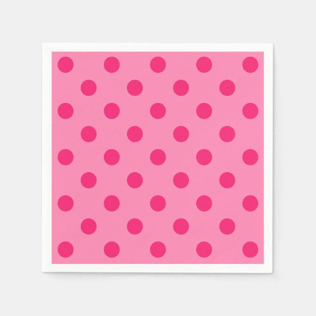 Hot Pink auf rosa Polka Dots Design Serviette (Vorderseite)