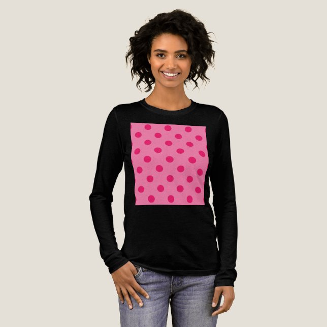 Hot Pink auf rosa Polka Dots Design Tri-Blend Shirt (Volle Vorderseite)