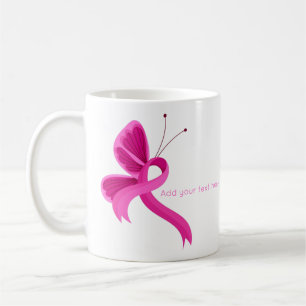 Hot Pink Awareness Ribbon Butterfly Kaffee Tasse