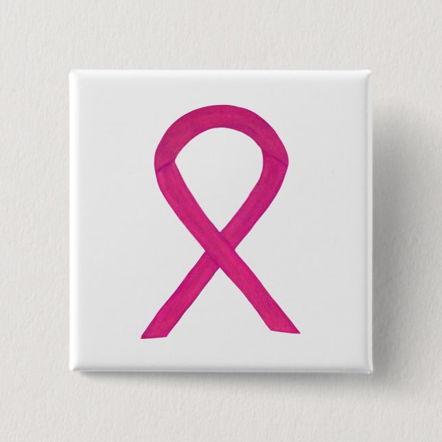 Hot Pink Awareness Ribbon Custom Art Buttone Button (Vorderseite)