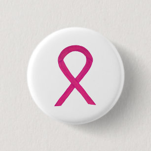Hot Pink Awareness Ribbon Custom Art Buttone Button