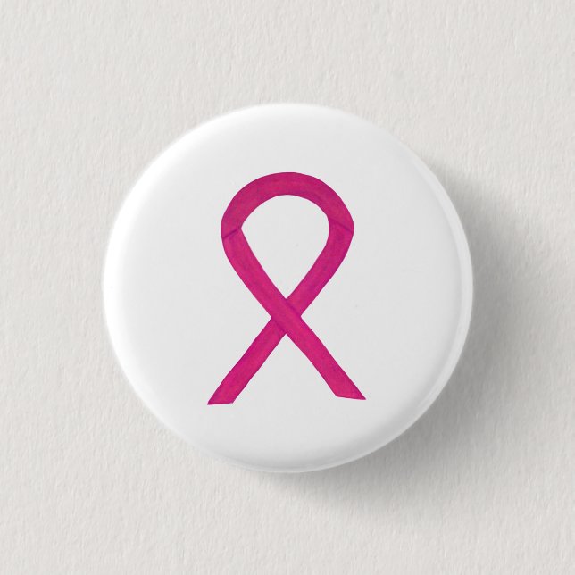 Hot Pink Awareness Ribbon Custom Art Buttone Button (Vorderseite)