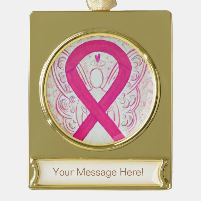 Hot Pink Awareness Ribbon Engel Ornament (Vorderseite)