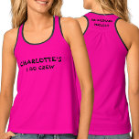 Hot Pink Bachelorette Personalisiert Name Bridesma Tanktop<br><div class="desc">Dieses Junggeselinnen-Abschied Panzertop ist großartig für Ihre Brautmädchen. Es ist auf einem farbigen Trend in einem neonfarbenen heißen Rosa. Ideal für Ihre "Ich mache Crew". Fügen Sie ihren Namen,  Anlass und Rolle hinzu,  indem Sie auf die Schaltfläche Personalisieren klicken. Denken Sie daran,  beide Seiten zu bearbeiten.</div>