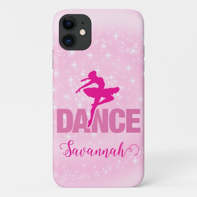 Hot Pink Ballerina Tanz Personalisiert Case-Mate iPhone Hülle (Rückseite)
