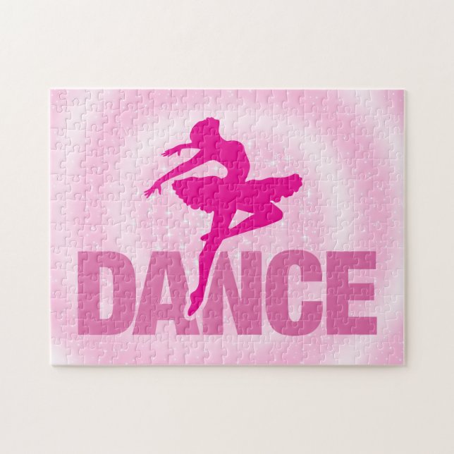 Hot Pink Ballerina Tanz Sparkasse Puzzle (Horizontal)