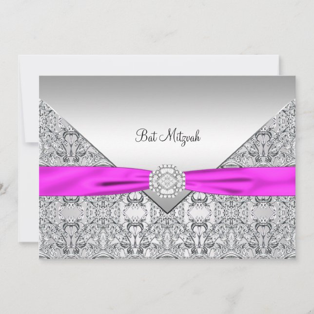 Hot Pink Bat Mitzvah Einladung (Vorderseite)