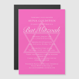 Hot Pink Bat Mitzvah Party Star von David Magneteinladung
