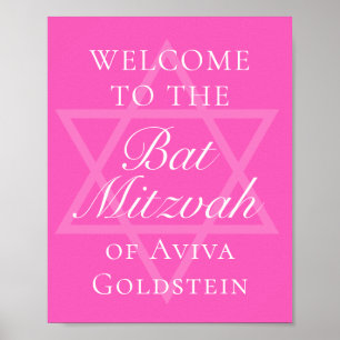 Hot Pink Bat Mitzvah Party Star von David Poster