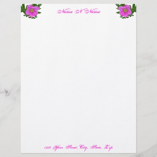 Hot Pink Beach Rosen Letterhead Briefkopf (Vorderseite)