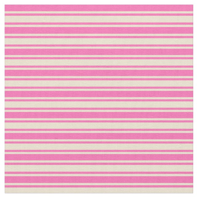 Hot Pink & Beige Streifen Muster Stoff (Nahaufnahme)