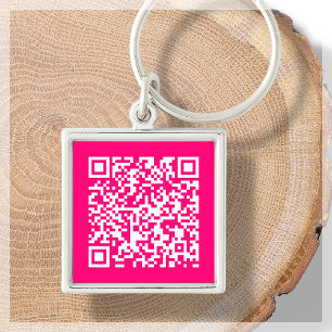 Hot Pink Benutzerdefinierter QR-Code-Schlüsselan Schlüsselanhänger