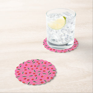 Hot Pink Berry Cherry Birthday Party Paper Unterse Untersetzer