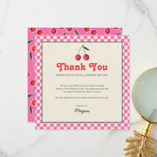 Hot Pink Berry Cherry Retro Geburtstag Dankeskarte