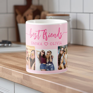 Hot Pink Best Friends 3 Foto Collage Keepake Kaffeetasse