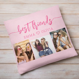 Hot Pink Best Friends 3 Foto Collage Keepake Kissen