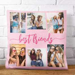 Hot Pink Best Friends 6 Foto Collage Keepake Kissen