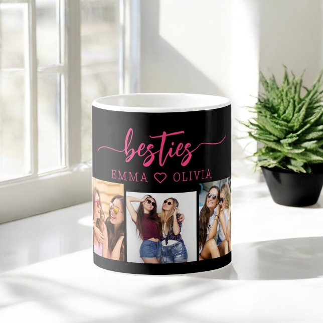 Hot Pink Besties Freunde 3 Foto Collage Keepake Kaffeetasse (Von Creator hochgeladen)