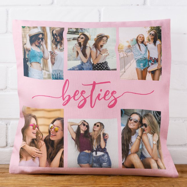 Hot Pink Besties Friends 6 Foto Collage Keepake Kissen (Von Creator hochgeladen)