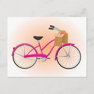 Hot PInk Bicycle with Orange Postkarte