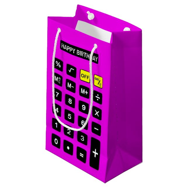 Hot Pink Birthday Calculator Kleine Geschenktüte (Vorderseite Schrägansicht)