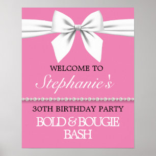 Hot Pink Birthday Party Brautparty Begrüßungszeich Poster