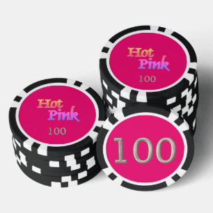 Hot Pink Black 100 Striped Poker Chip