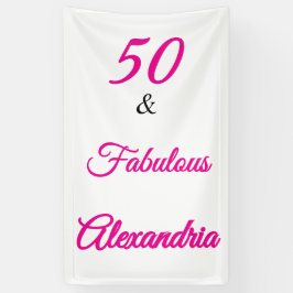 Hot Pink Black 50 & Fabulous 50th  Birthday  Banner
