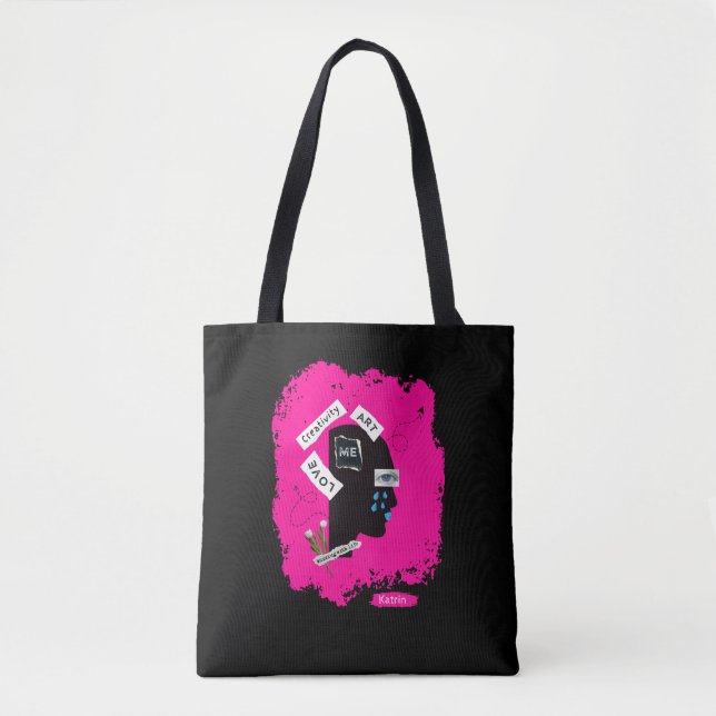 Hot Pink Black Creative Stilvolle Coole Tote Tasch (Vorderseite)
