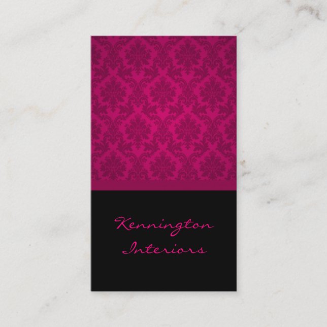 Hot Pink Black Damask Lace Business Cards Visitenkarte (Vorderseite)