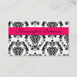 Hot Pink Black Damask Lace Business Cards Visitenkarte