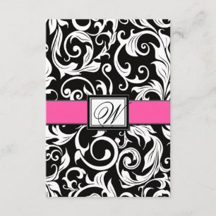 Hot-Pink-Black-Damask-RSVP-Karten RSVP Karte