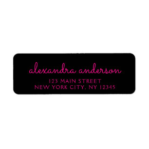 Hot Pink Black Girl Monogram Name Modern