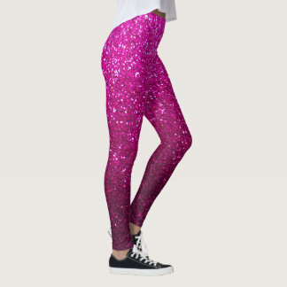 Hot Pink Black Glitzer Ombre Glitzern Yoga Leggings