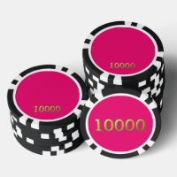 Hot Pink Black gold 10000 gestreifter Poker-Chip