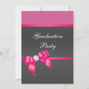 Hot Pink & Black Graduation Party Einladung