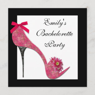 Hot Pink Black High Heel Shoes Bahcelorette Party Einladung
