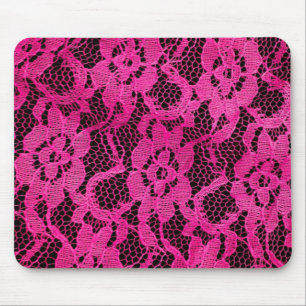 Hot Pink/Black Lace Look Mousepad