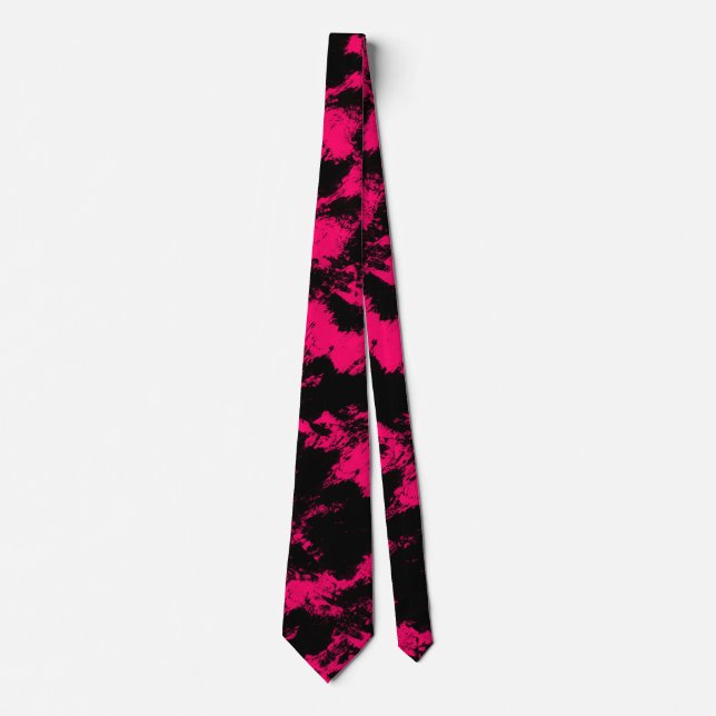 Hot Pink Black Neck Tie Krawatte (Vorderseite)