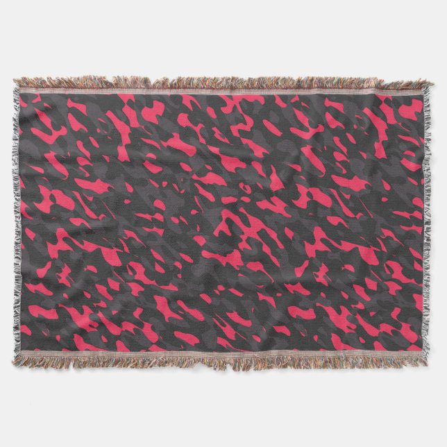 Hot pink Black Purple Camo Abstract Decke (Vorderseite)