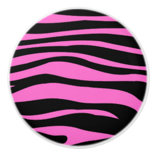 Hot Pink Black Zebra Animal Print Muster Keramikknauf