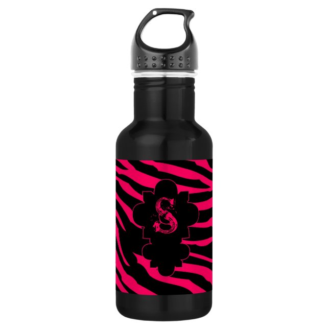 Hot Pink Black Zebra Print 32. oz. Edelstahlflasche (Vorderseite)