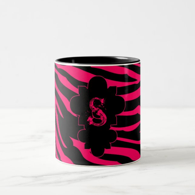 Hot Pink Black Zebra Print Animal Coffee Tassen Cu (Mittel)