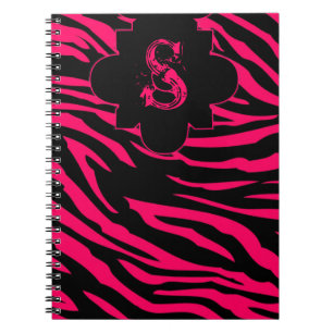 Hot Pink Black Zebra Print Animal Spiral Notebook Notizblock