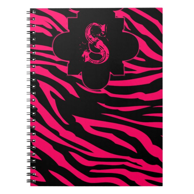 Hot Pink Black Zebra Print Animal Spiral Notebook Notizblock (Vorderseite)